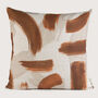 Burnt Orange Abstract Brushstrokes Linen Cushion, thumbnail 1 of 4