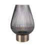 Elegant Battery Powered Ridged Blue Glass Table Lamp With Brass Base, thumbnail 2 of 4