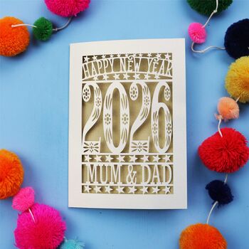 Personalised 2026 Papercut Happy New Year Card, 3 of 8