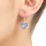 Sterling Silver Heart Charm Earrings Handmade With Real Forget Me Not Flowers, thumbnail 1 of 11