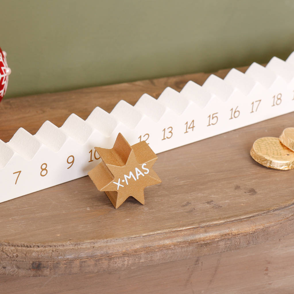 gold star wooden advent countdown calendar by dibor