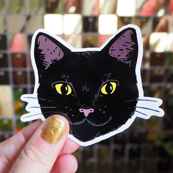 Three Cute Cat Face Vinyl Stickers, 6 of 7