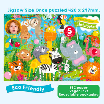 Personalised Jungle Fun Birthday Jigsaw Puzzle, 4 of 8