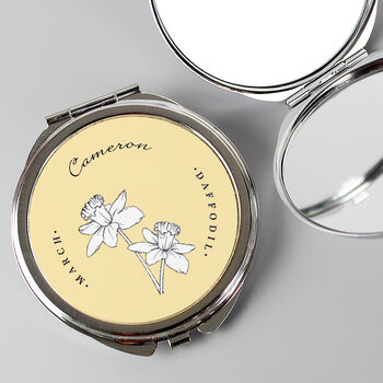 Personalised Birth Flower Round Compact Mirror, 5 of 12