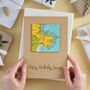 Personalised Map Location Square Birthday Card, thumbnail 2 of 4