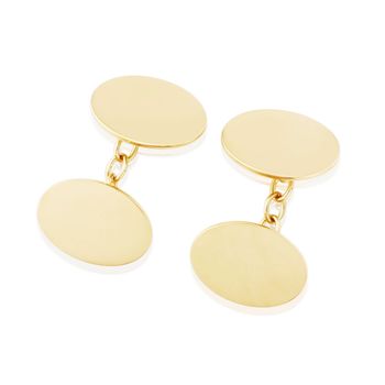 Grafton Engraved 9ct Yellow Gold Oval Cufflinks, 2 of 4