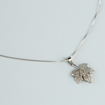 Sterling Silver Maple Leaf Pendant Necklace, 4 of 6