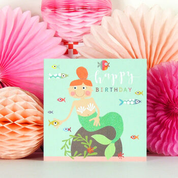 Glittery Mermaid Birthday Card, 4 of 5