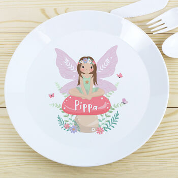 Personalised Toadstool Fairy Kids Plastic Plate, 2 of 4