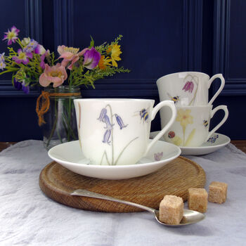 Bee And Spring Flowers China Teacup And Saucer, 10 of 11