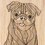 Personalised Solid Oak Pug Dog Lead Holder, thumbnail 2 of 4
