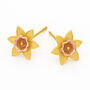 Gold Plated Sterling Silver Daffodil Stud Earrings – 8mm, thumbnail 5 of 6