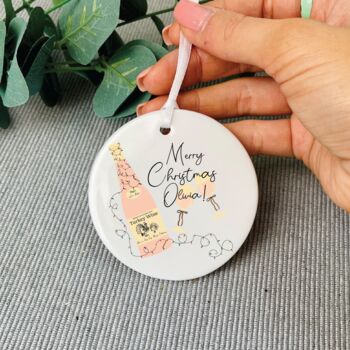 Personalised Turkey Wine Ceramic Christmas Bauble, 2 of 3