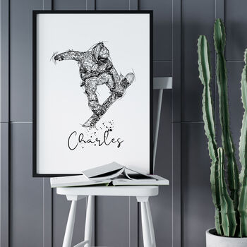 Snowboarder Sketch Style Personalised Poster, 2 of 4