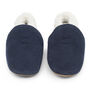 Dotty Fish Navy Soft Suede Baby And Toddler Slippers, thumbnail 6 of 8