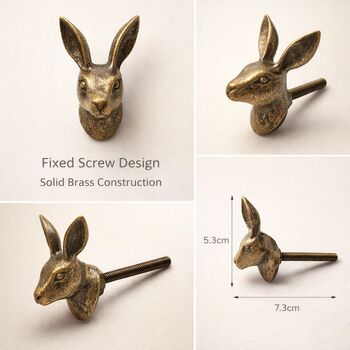 Elegant Rabbit Head Brass Drawer Knob, 4 of 6