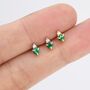 Sterling Silver Emerald Green Cz Stud Earrings, thumbnail 7 of 12