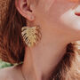 'Tempest Tropic' Ethical Hand Beaten Brass Earrings, thumbnail 2 of 5