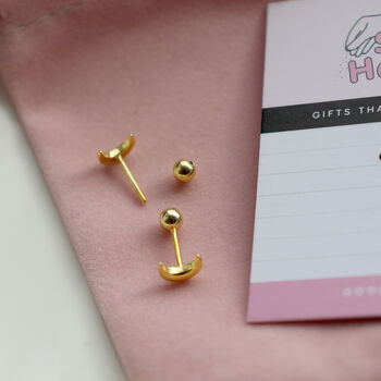 Gold Moon Stud Earrings, 2 of 4