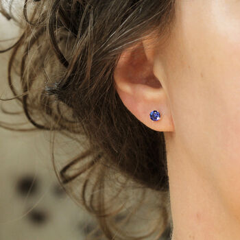 Blue Crystal Stud Earrings In Gold Or Silver, 3 of 12