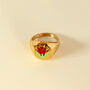 Chunky Signet Ring With Everlasting Red Tulip Flower, thumbnail 3 of 5
