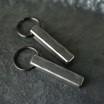 6th Anniversary Gift; Forged Dark Iron Bar Keyring, 9 of 11