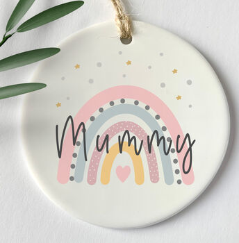 Personalised Rainbow Mummy Keepsake Ceramic Decoration, 2 of 4