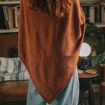 Autumnal Rust Wool Blend Knit Poncho, 4 of 4