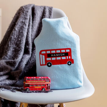 London Bus Personalised Hot Water Bottle Cover, 2 of 7
