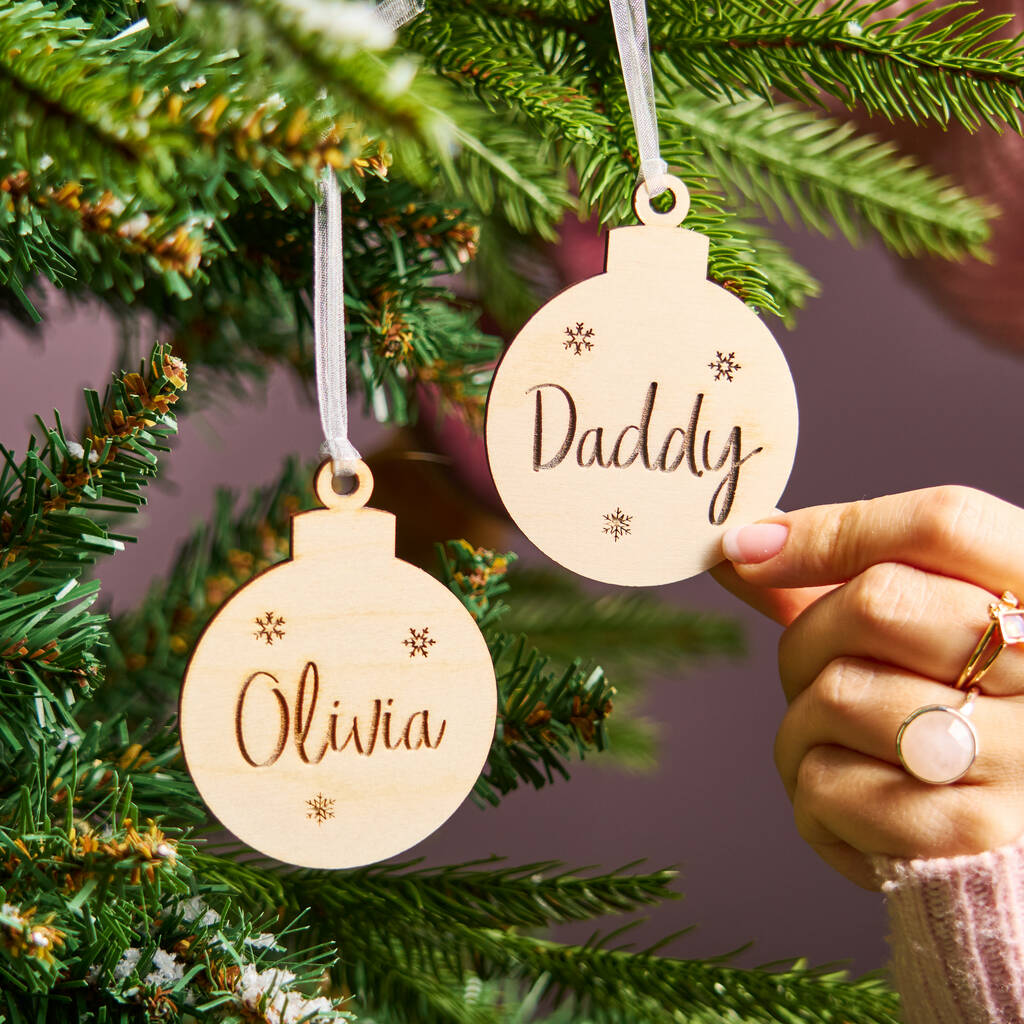 Wooden Engraved Bauble Decoration By Sophia Victoria Joy ...