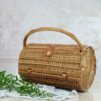 Green Tweed Picnic Hamper For Two, 2 of 5