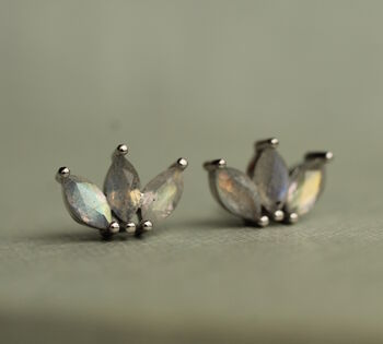 Labradorite Lotus Stud Earrings, 5 of 6