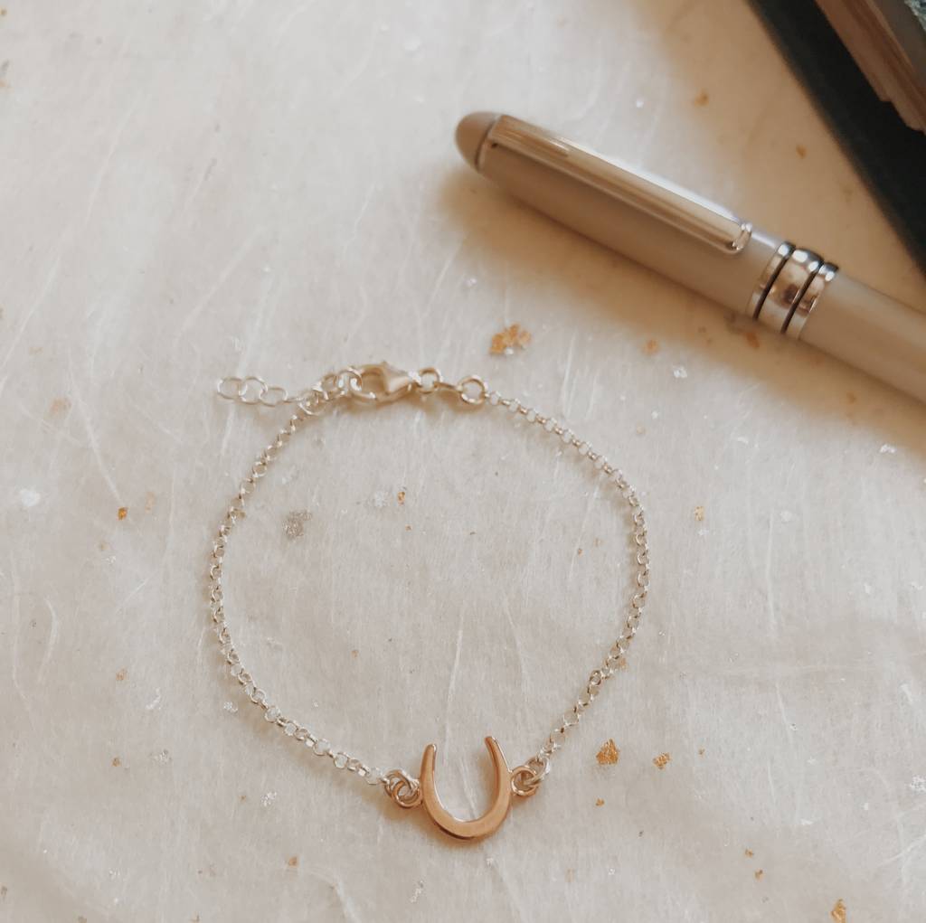 Silver And Rose Gold Horseshoe Bracelet By Baronessa