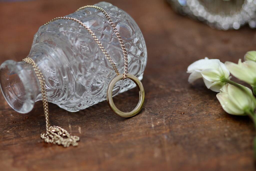 Kensington Nine Carat Gold Ring Of Love Necklace, 1 of 2