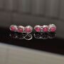 Red Ruby Silver Stud Earrings Set, thumbnail 3 of 7