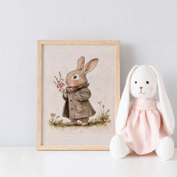 Pink Vintage Bunny Girl Nursery Print, 7 of 7
