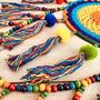 Large Rainbow Vegan Pom Pom Beads Dream Catcher, thumbnail 3 of 10