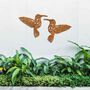 Rusted Metal Geometric Hummingbirds Set Of Two Birds, thumbnail 1 of 10