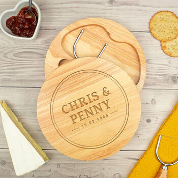 Personalised Engraved Cheese Board Set Gift For Couples, 2 of 6