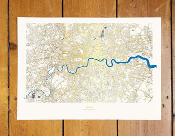 Metallic Gold London Street Map Print, 2 of 4
