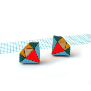 Geometric Diamond Earrings, 2 of 3