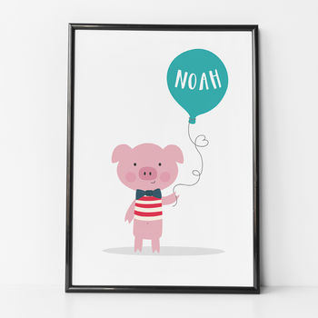 Colourful Personalised Cute Pig Print For Children, 2 of 6