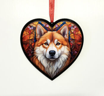 Akita Stained Glass Effect Heart Suncatcher, 6 of 6