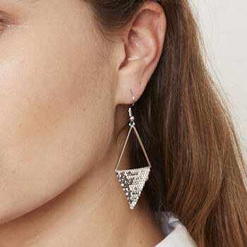 Grey And Silver Coloured Bead Statement Earrings, 2 of 4