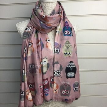 Colourful Owl Print Scarf, 6 of 9