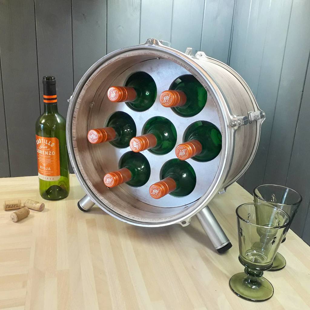 Drum Wine Rack With Lights By Vinyl Village