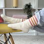 100% Cashmere Coral Stripe Sport Socks, thumbnail 1 of 8