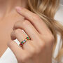 Women's Rainbow Baguette Ring With Colourful Stones, thumbnail 1 of 4
