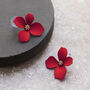 Red Hand Painted Flower Shaped Stud Earrings, thumbnail 3 of 3