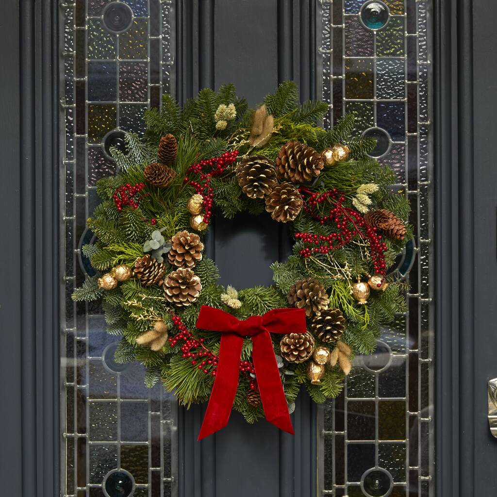 Traditional Christmas Luxury Fresh Wreath By Bloom & Wild  notonthehighstreet.com